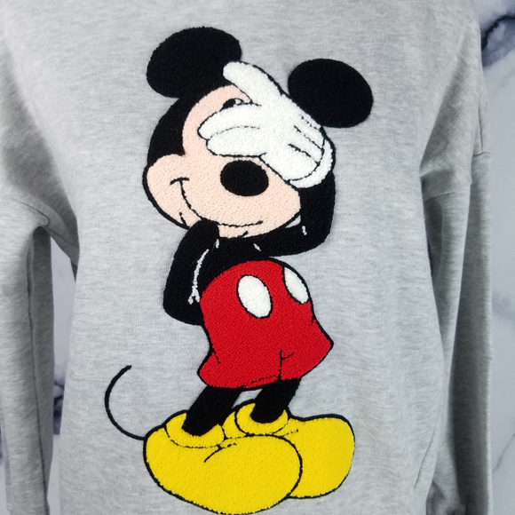 Disney Sweatshirt Small Mickey Mouse Heather Gray - Picture 2 of 8